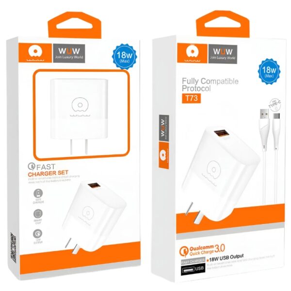 Cargador WUW T73 Tipo-C con Carga Rápida 18W