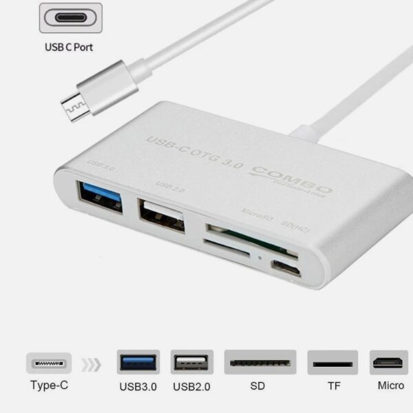 Adaptador Lector USB C tipo C SD TF USB 3.0 OTG
