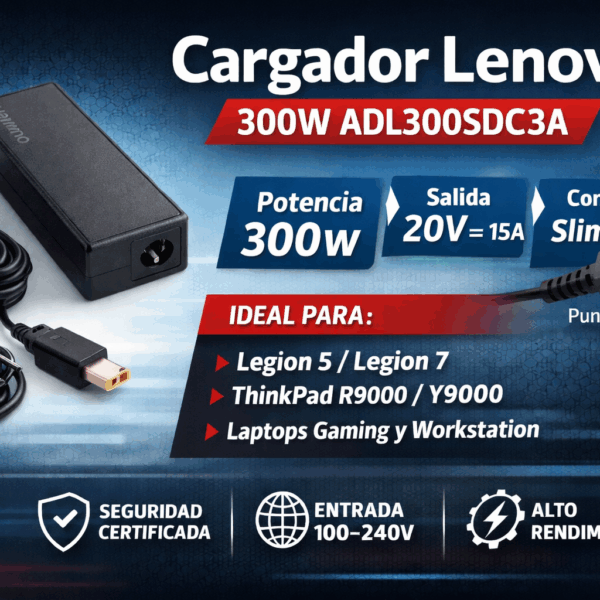 Cargador Lenovo ADL300SDC3A 300W Original – 20V 15A Slim Tip para Lenovo Legion