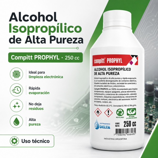 Alcohol Isopropílico de Alta Pureza Compitt Prophyl 250cc