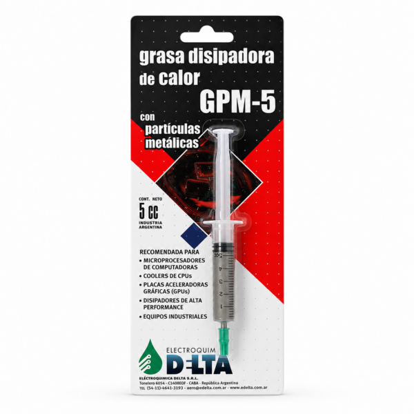 Grasa Disipadora de Calor GPM-5 Delta 5cc con Partículas Metálicas